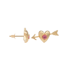 Single Arrowed Heart Stud 14K