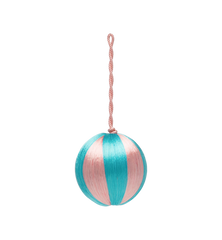 Small corded Turquoise and Pink Stripe Ornament