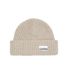 GANNI Brown Structured Rib Beanie