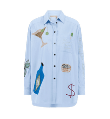 Stella Nova Dust Blue Bead Embellished Shirt