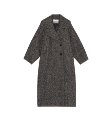 Ganni Black Herringbone Wool Coat