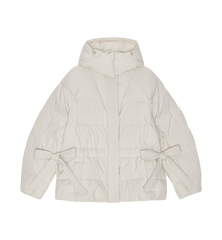 GANNI White Seersucker Puffer Jacket