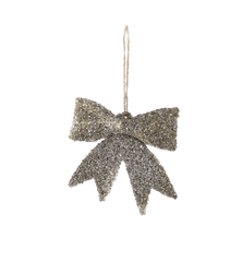 Small Gold Bow Glass Ornament