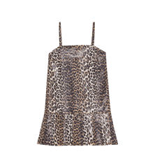 GANNI Leopard Denim Strap Dress