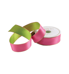 Caspari Ribbon Green And Pink Satin