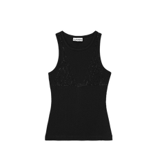 GANNI Black Soft Rib Tank Top