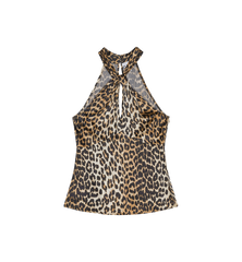 GANNI Leopard Satin Top